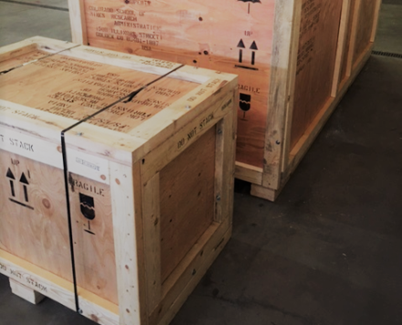 This is a heat treated wood shipping crate for international export of fragile or valuable items.  Logistics wood crate.