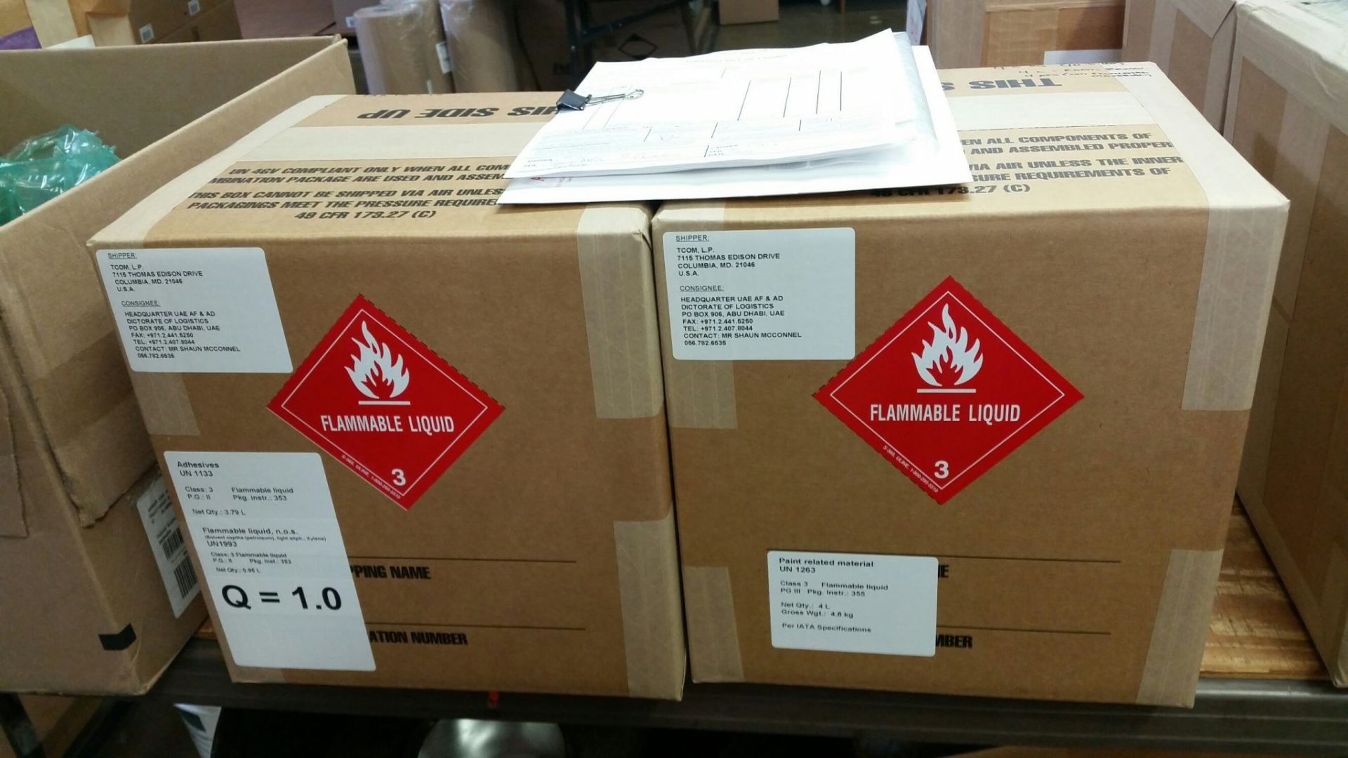 UN rated dangouer goods IATA packaging for class 3 flammables dangerous goods packaging and shipping depicted hazmat.