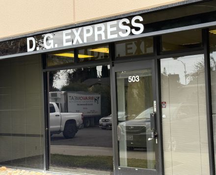 DG Express sign for their office located in the Silicon Valley at 1370 Tully Rd San Jose, CA 95122 Suite 503