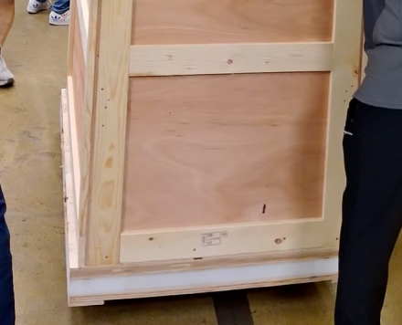 Foam base on wood shipping crate