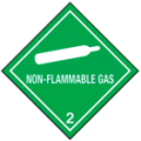 A Compressed Cylinder of Class 2 Non-Flammable Gas Hazard Shipping Emblem and Label is Depicted Here